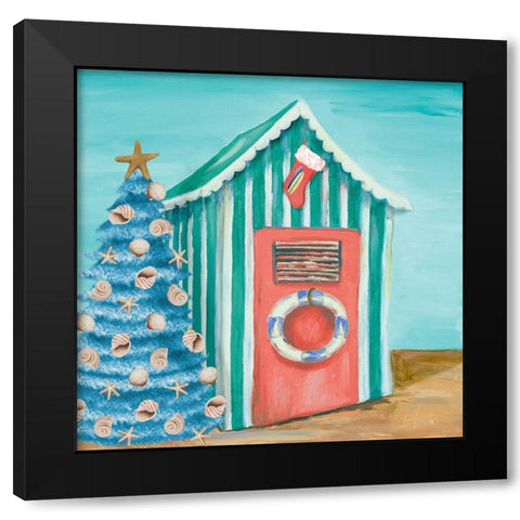 Peach Cabana Christmas Black Modern Wood Framed Art Print by Pinto, Patricia