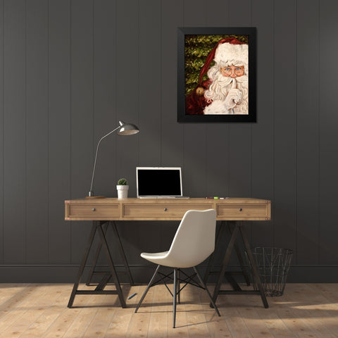 Secret Santa Black Modern Wood Framed Art Print by Pinto, Patricia