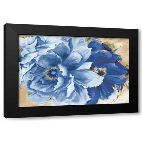 Beautiful Peonies in Indigo Black Modern Wood Framed Art Print by Pinto, Patricia