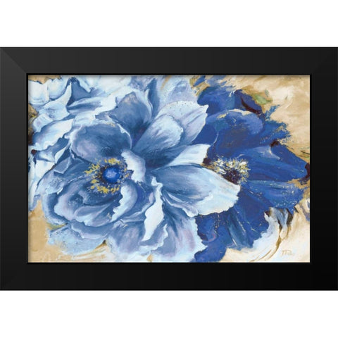 Beautiful Peonies in Indigo Black Modern Wood Framed Art Print by Pinto, Patricia
