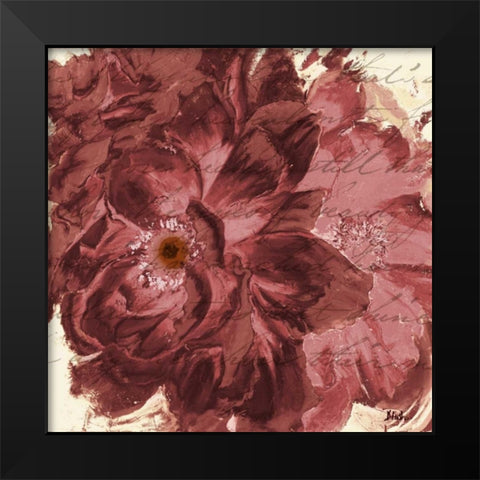 Marsala Peonies Square I Black Modern Wood Framed Art Print by Pinto, Patricia