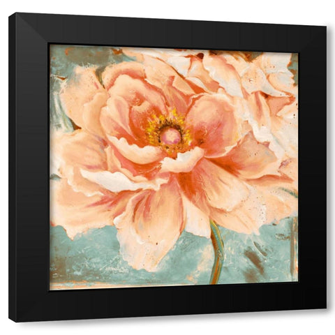 Beautiful Peonies Square I Black Modern Wood Framed Art Print with Double Matting by Pinto, Patricia