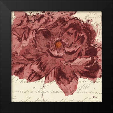 Marsala Peonies Square II Black Modern Wood Framed Art Print by Pinto, Patricia