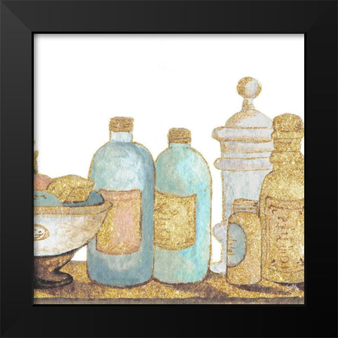 Gold Bath Accessories I Black Modern Wood Framed Art Print by Medley, Elizabeth