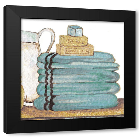 Gold Bath Accessories IV Black Modern Wood Framed Art Print by Medley, Elizabeth