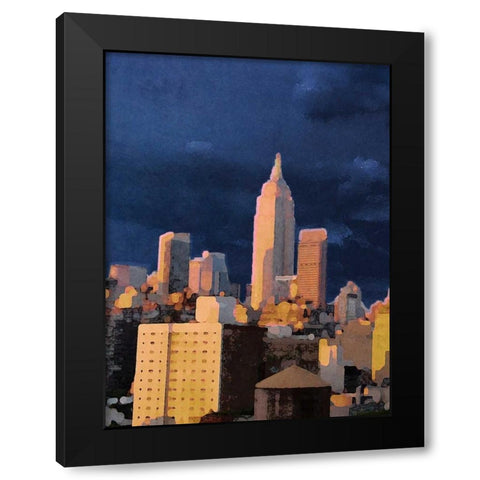 The City I Black Modern Wood Framed Art Print with Double Matting by Biscardi, Nicholas