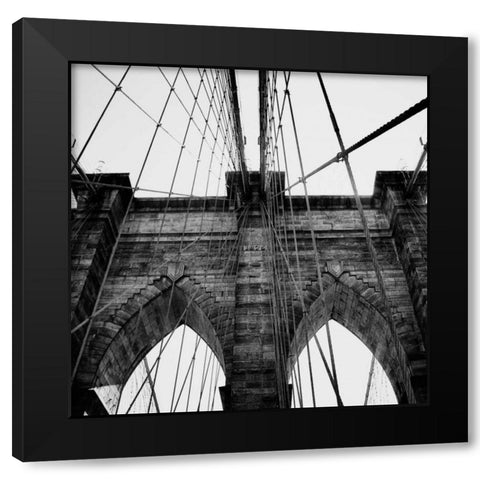 Brooklyn Bridge II Black Modern Wood Framed Art Print with Double Matting by Biscardi, Nicholas