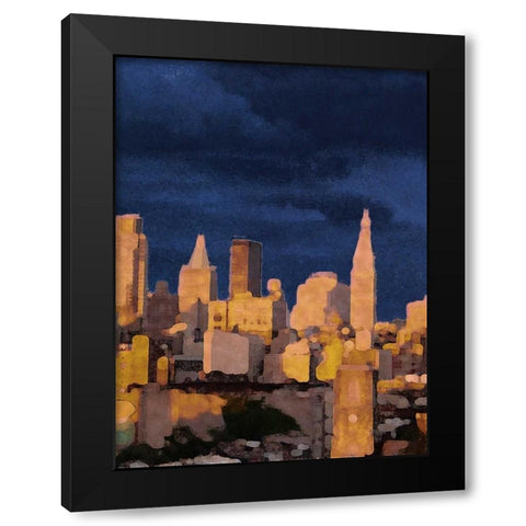 The City II Black Modern Wood Framed Art Print with Double Matting by Biscardi, Nicholas