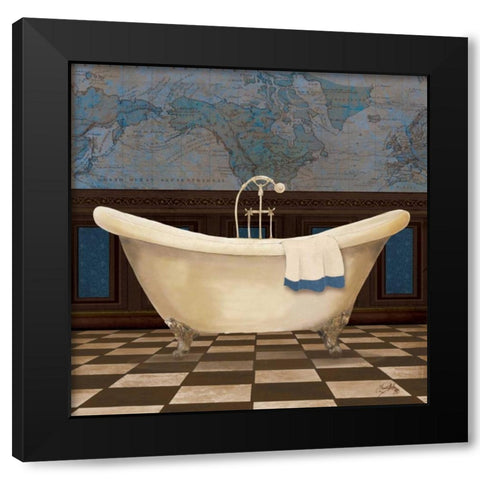 Blue Historic Bath I Black Modern Wood Framed Art Print by Medley, Elizabeth