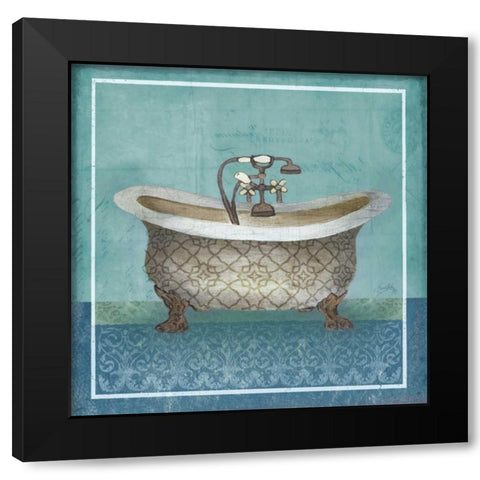 Regal Blue Tub II Black Modern Wood Framed Art Print with Double Matting by Medley, Elizabeth