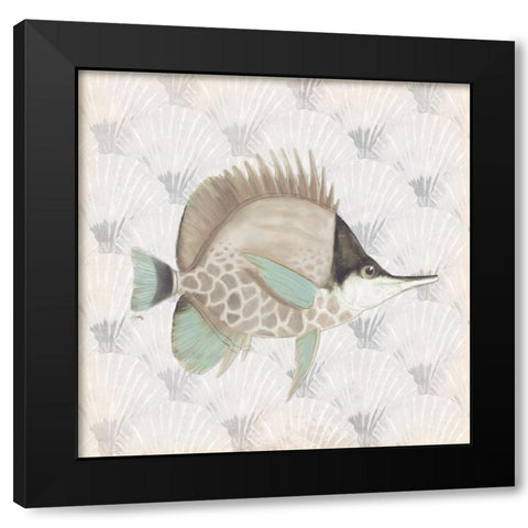 Neutral Vintage Fish III Black Modern Wood Framed Art Print by Medley, Elizabeth