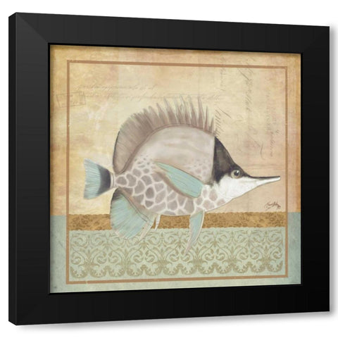 Vintage Fish IV Black Modern Wood Framed Art Print with Double Matting by Medley, Elizabeth