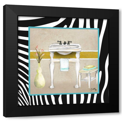 Zebra Bath I Black Modern Wood Framed Art Print with Double Matting by Medley, Elizabeth