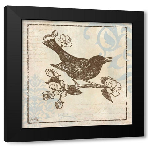 Bird Woodcut I Black Modern Wood Framed Art Print with Double Matting by Medley, Elizabeth