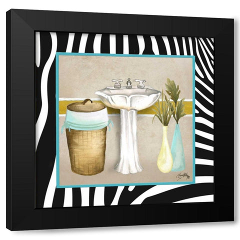 Zebra Bath II Black Modern Wood Framed Art Print by Medley, Elizabeth