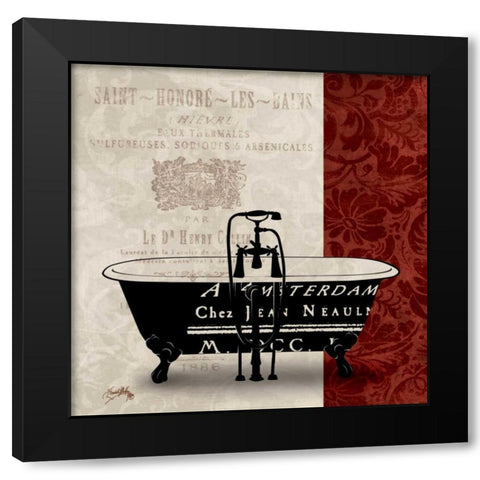 Red and Black Bath Tub II Black Modern Wood Framed Art Print with Double Matting by Medley, Elizabeth
