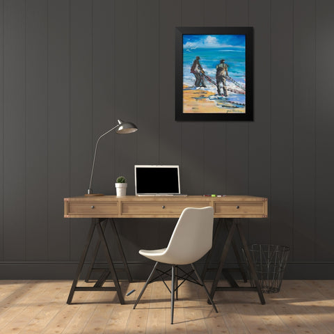 Fishermans Cove Black Modern Wood Framed Art Print by Slivka, Jane
