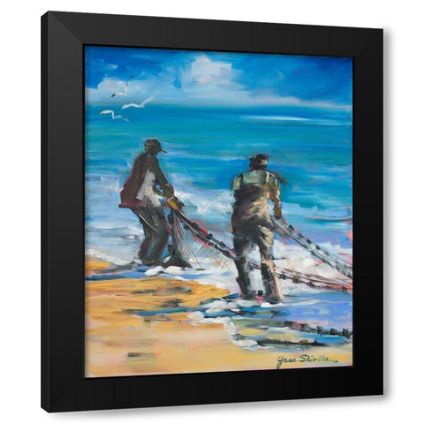 Fishermans Cove Black Modern Wood Framed Art Print with Double Matting by Slivka, Jane