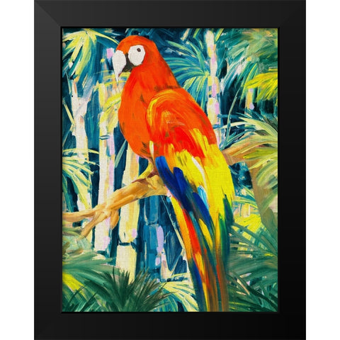 Parrots in Tropics I Black Modern Wood Framed Art Print by Slivka, Jane