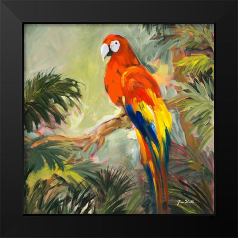 Parrots at Bay I Black Modern Wood Framed Art Print by Slivka, Jane