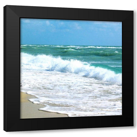 Teal Surf I Black Modern Wood Framed Art Print with Double Matting by Biscardi, Nicholas