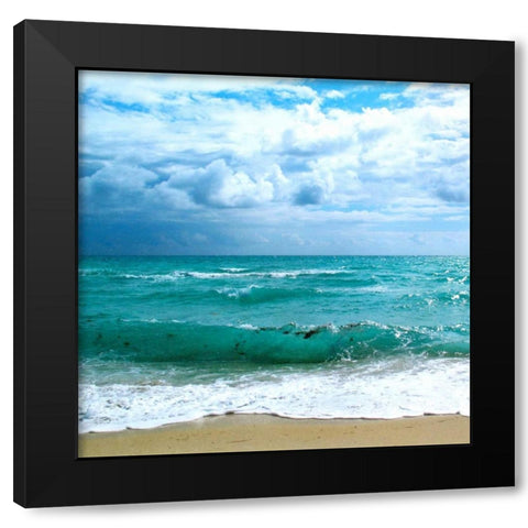 Teal Surf II Black Modern Wood Framed Art Print with Double Matting by Biscardi, Nicholas