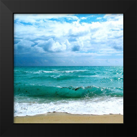 Teal Surf II Black Modern Wood Framed Art Print by Biscardi, Nicholas