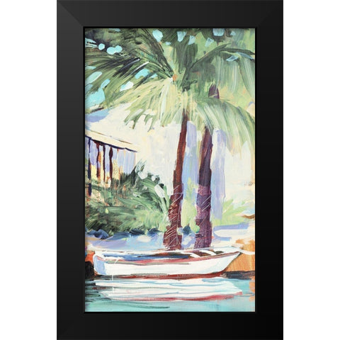 Docked By The Palms Black Modern Wood Framed Art Print by Slivka, Jane