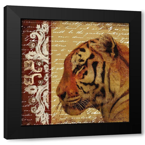 Safari Script II Black Modern Wood Framed Art Print with Double Matting by Pinto, Patricia