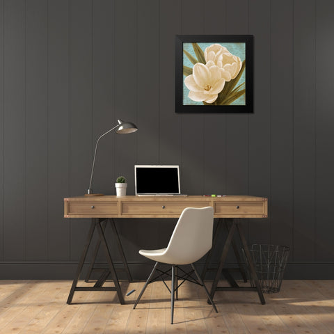 Blue Morning Tulips I Black Modern Wood Framed Art Print by Rhyan, Vivien