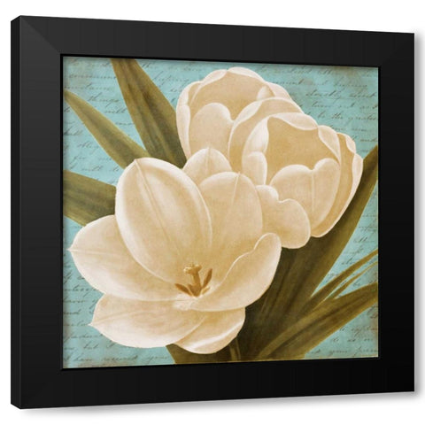 Blue Morning Tulips I Black Modern Wood Framed Art Print with Double Matting by Rhyan, Vivien