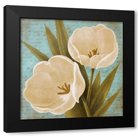 Blue Morning Tulips II Black Modern Wood Framed Art Print by Rhyan, Vivien