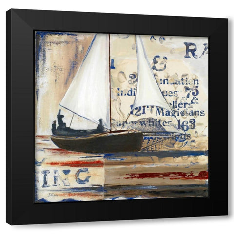 Blue Sailing Race I Black Modern Wood Framed Art Print with Double Matting by Pinto, Patricia