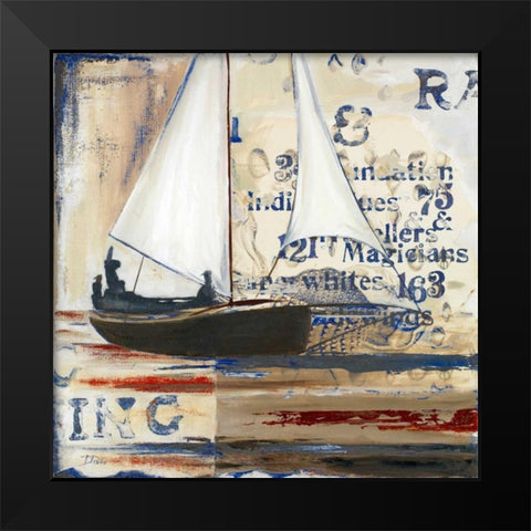 Blue Sailing Race I Black Modern Wood Framed Art Print by Pinto, Patricia