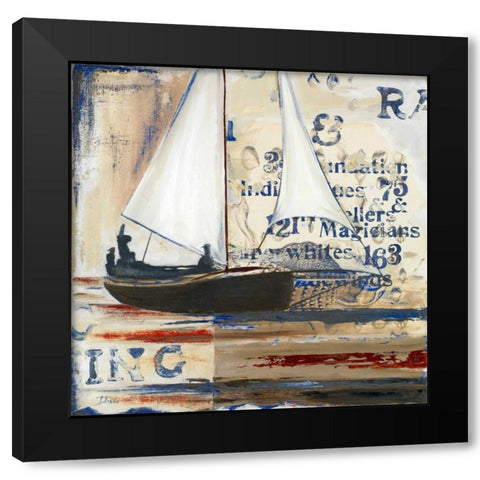 Blue Sailing Race Border I Black Modern Wood Framed Art Print by Pinto, Patricia