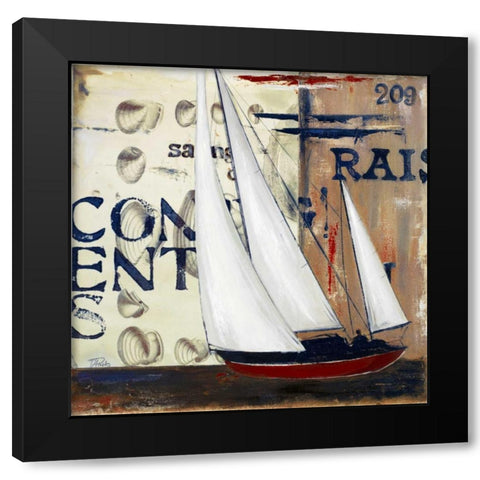 Blue Sailing Race II Black Modern Wood Framed Art Print by Pinto, Patricia