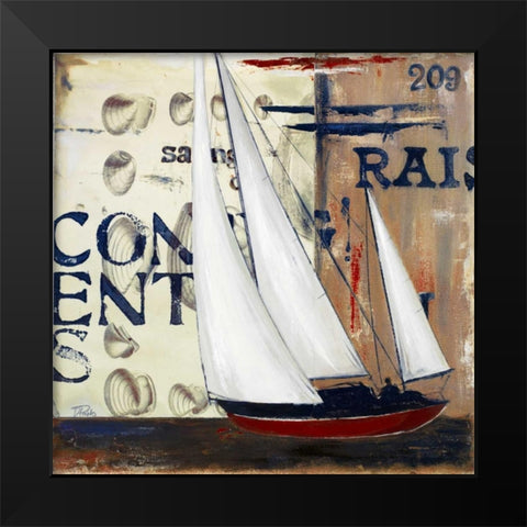 Blue Sailing Race Border II Black Modern Wood Framed Art Print by Pinto, Patricia