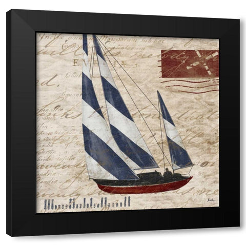Sailing Stamp Border II Black Modern Wood Framed Art Print with Double Matting by Pinto, Patricia