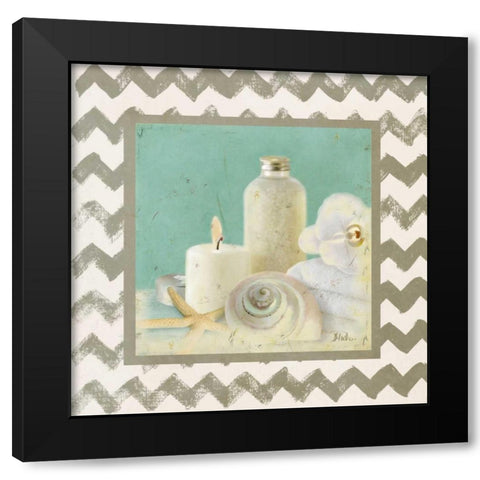 Silver Chevron Bath I Black Modern Wood Framed Art Print by Pinto, Patricia