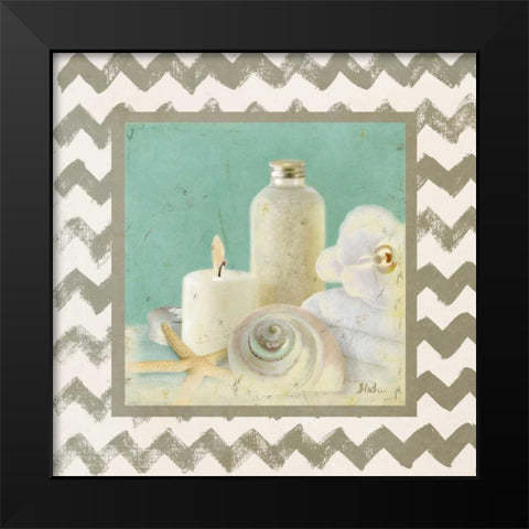 Silver Chevron Bath I Black Modern Wood Framed Art Print by Pinto, Patricia