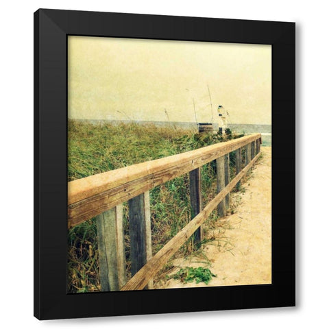 Beach Rails I Black Modern Wood Framed Art Print with Double Matting by Saghini, Lisa Hill