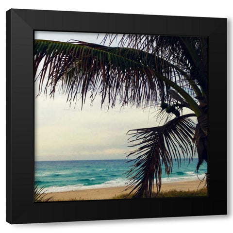 Palm and Beach Black Modern Wood Framed Art Print by Saghini, Lisa Hill