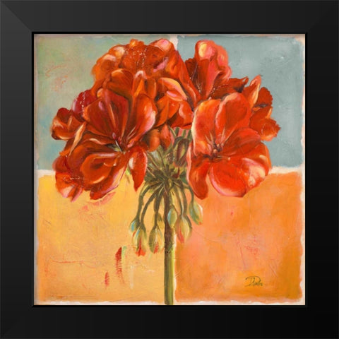 Red Geraniums I Black Modern Wood Framed Art Print by Pinto, Patricia