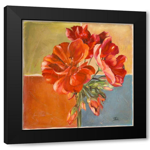 Red Geraniums II Black Modern Wood Framed Art Print by Pinto, Patricia