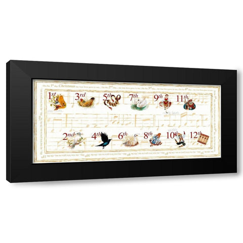 12 Days of Christmas Black Modern Wood Framed Art Print by Gaynor, Janice