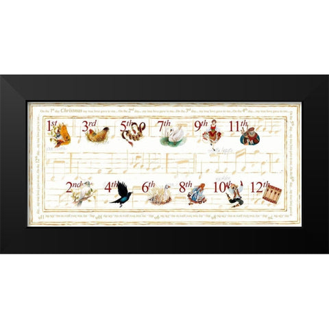 12 Days of Christmas Black Modern Wood Framed Art Print by Gaynor, Janice