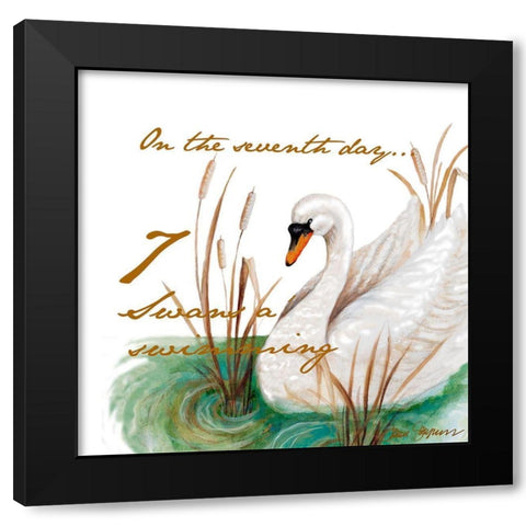 Seven Swans a-Swimming Black Modern Wood Framed Art Print with Double Matting by Gaynor, Janice