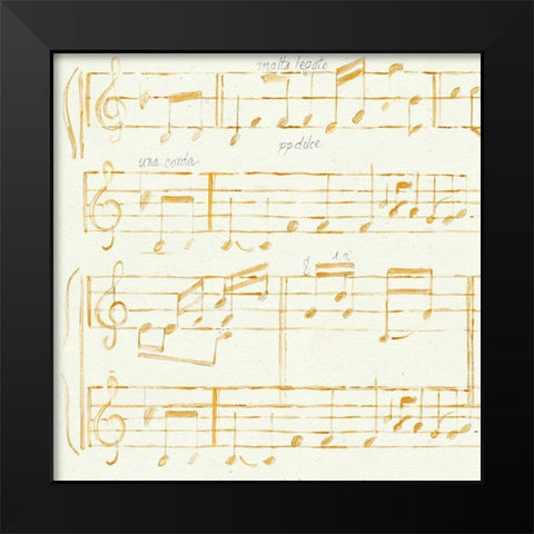 Music Notes Black Modern Wood Framed Art Print by Gaynor, Janice