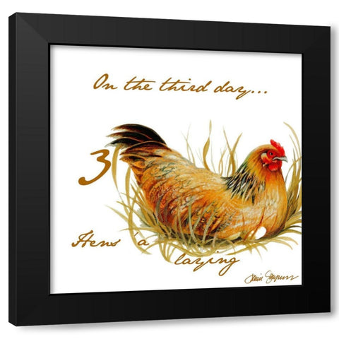 Three French Hens Black Modern Wood Framed Art Print by Gaynor, Janice
