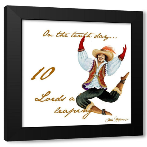 Ten Lords a-Leaping Black Modern Wood Framed Art Print with Double Matting by Gaynor, Janice